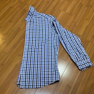 Bar III Blue and White Plaid Shirt